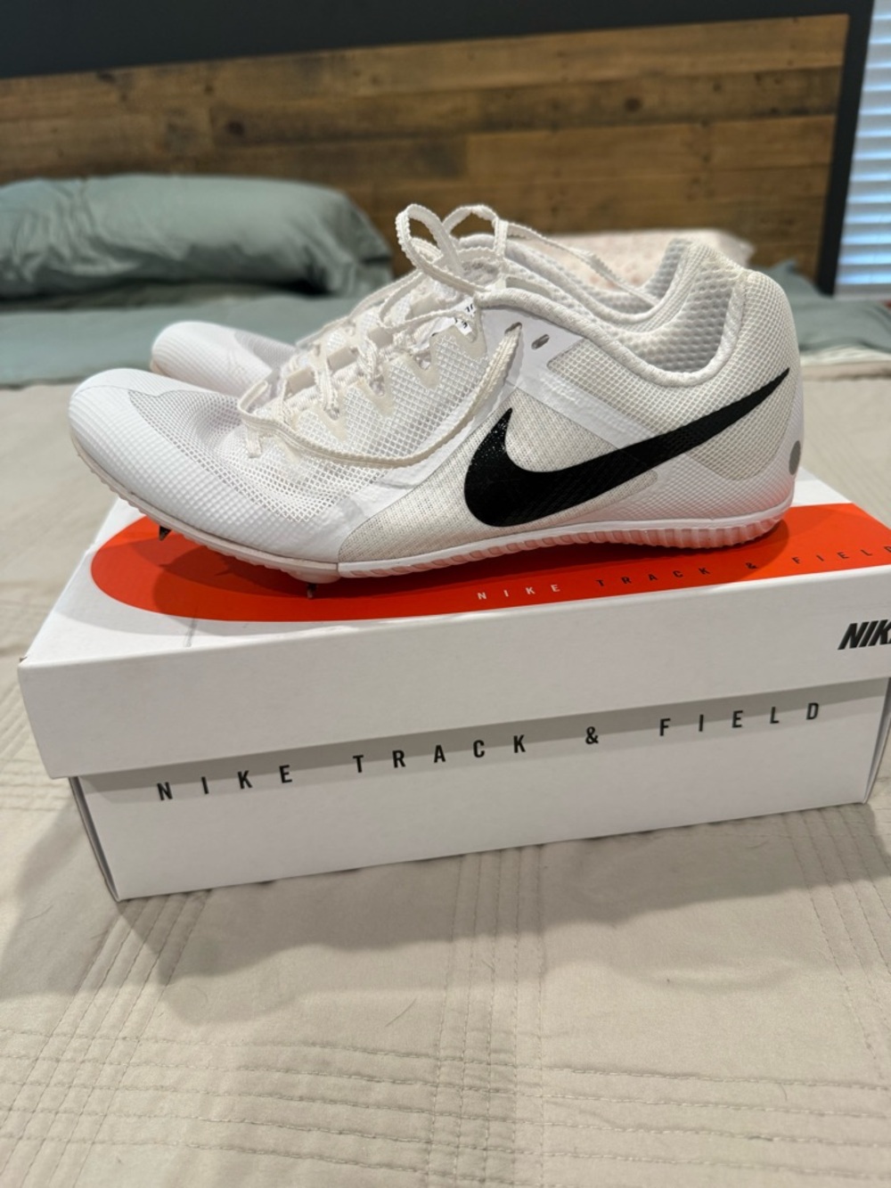 Nike Zoom Rival track spike shoes cleats , white silver, worn 1 x